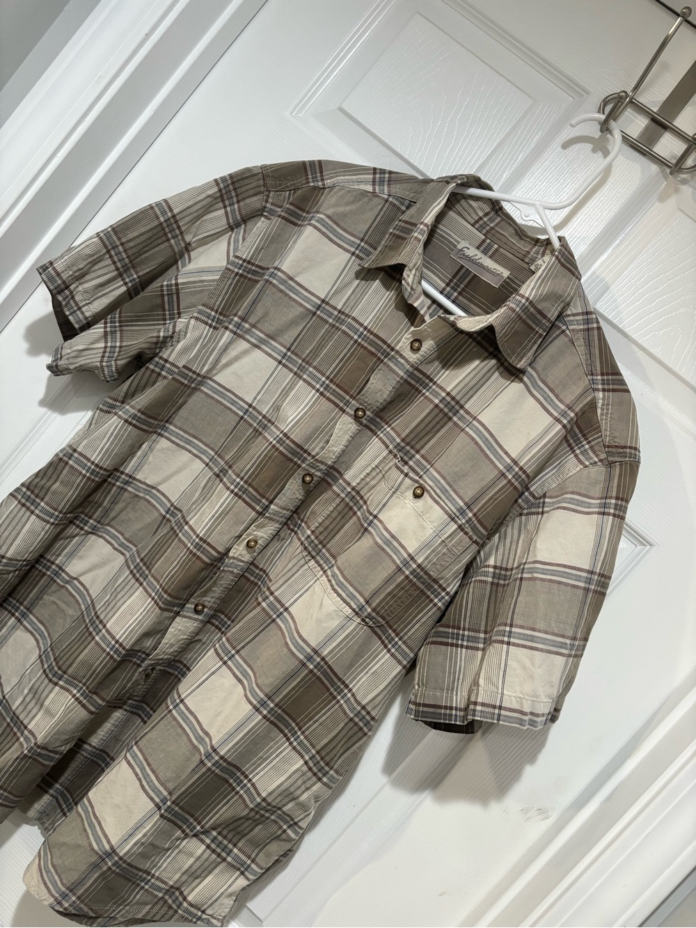 FIELDMASTER Vintage 100% Cotton Short-Sleeve Plaid Button-Up Shirt